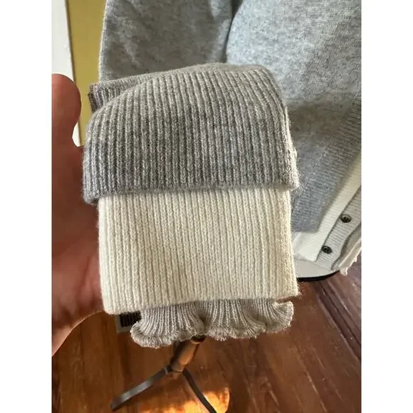 NWT Diane Snyder Cashmere Glenn Triple Band Gray Layered Cardigan size M - Picture 5 of 16